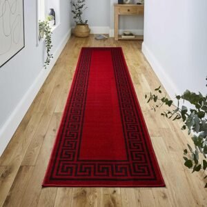 Greeky Rugs by Renoazul - 80 x 300 cm, Red & Black