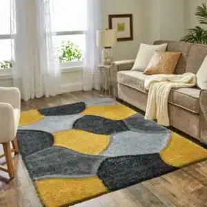 Pona Rugs - Grey & Ochre, 120 x 170 cm