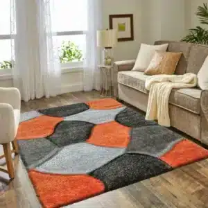 Pona Rugs - Orange & Grey, 120 x 170 cm