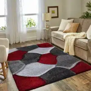 Pona Rugs - Red & Grey, 120 x 170 cm
