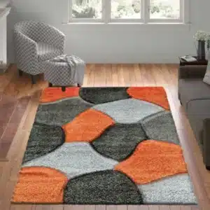 Pona Rugs - Orange & Grey, 160 x 230 cm