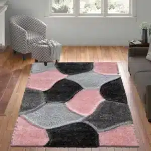 Pona Rugs - Pink & Grey, 160 x 230 cm
