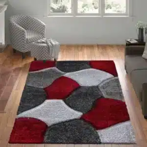 Pona Rugs - Red & Grey, 160 x 230 cm