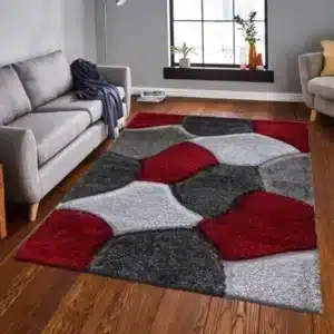 Pona Rugs - Red & Grey, 200 x 290 cm