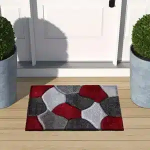 Pona Rugs - Red & Grey, 60 x 110 cm
