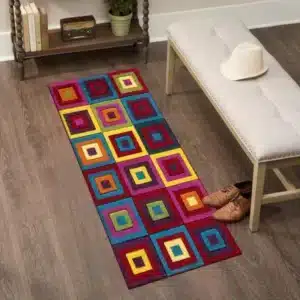 Multi Color Rugs - Squares, 60 x 220 cm