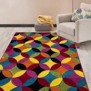 Multi Color Rugs - Circles, 80 x 150 cm