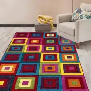Multi Color Rugs - Squares, 80 x 150 cm