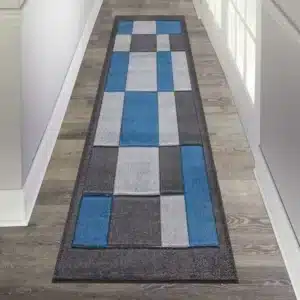 Havana Rugs - Dark Grey & Blue, 80 x 300 cm
