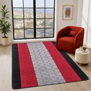 Nada Rugs - Black & Grey & Red, 120 x 150 cm