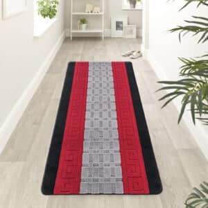 Nada Rugs - Black & Grey & Red, 60 x 220 cm