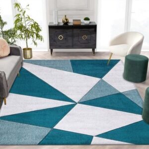 Athens Rugs shown in Beige, Blue, Emerald, Grey, Multi Colour, Navy, Ochre, Pink and Red across UK room settings including a hallway runner and a spacious open-plan living room, illustrating the collection's five available sizes from 66×220 cm to 200×290 cm.