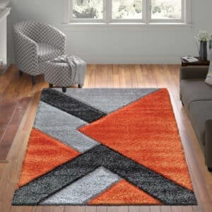 Nova Rugs - Orange & Grey, 160 x 230 cm