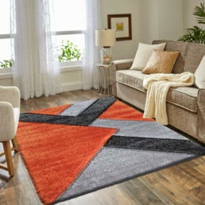 Nova Rugs - Orange & Grey, 120 x 170 cm