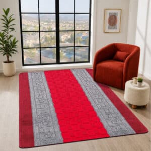 Nada Rugs - Red & Grey, 120 x 150 cm