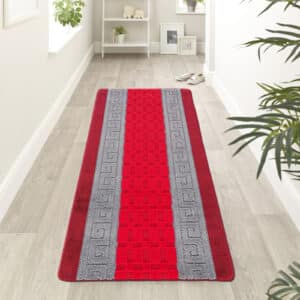Nada Rugs - Red & Grey, 60 x 220 cm